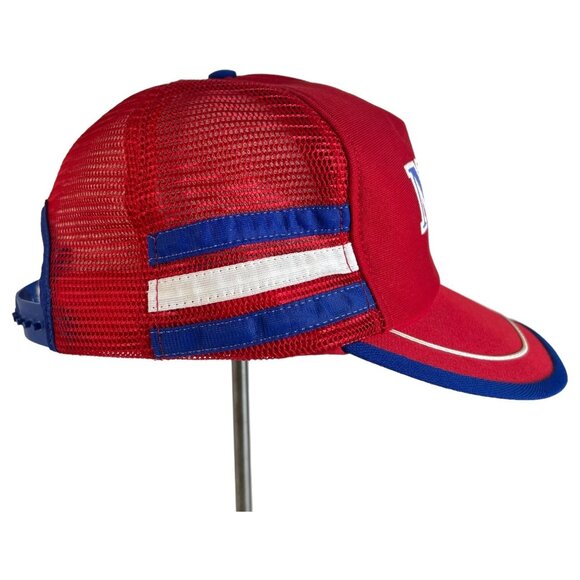 Vintage The Detroit News Trucker Hat 3 Stripe Mesh Snapback Cap USA Red Blue - Picture 2 of 6